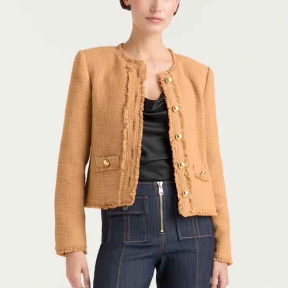 Cinq à Sept Tan Fringed Blazer - Picture 1 of 8